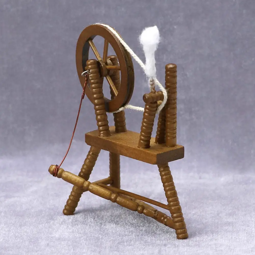 Dollhouse Miniatures 1:12 Scale Spinning Wheel Mahogany #CLA00267 