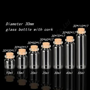 

Mini Bottle with Cork Stopper 10ml 15ml 20ml 25ml 30ml 40ml 55ml Empty Bottles Containers Jars Vial idea for Wedding Gift 50pcs