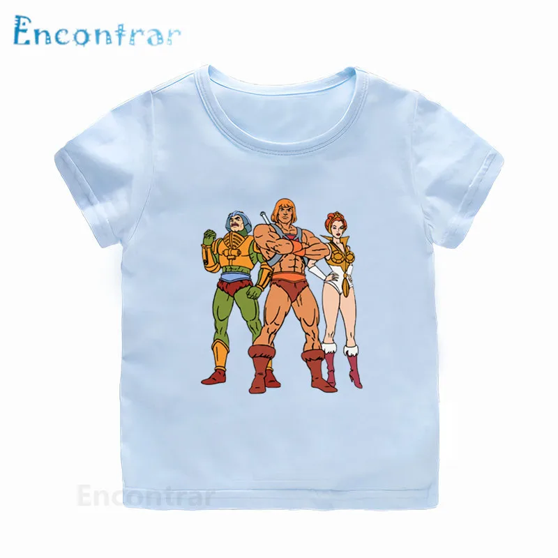 Новая детская футболка с героями мультфильмов «Masters of The Universe He-Man» Детская забавная футболка Летняя одежда для мальчиков и девочек HKP5258