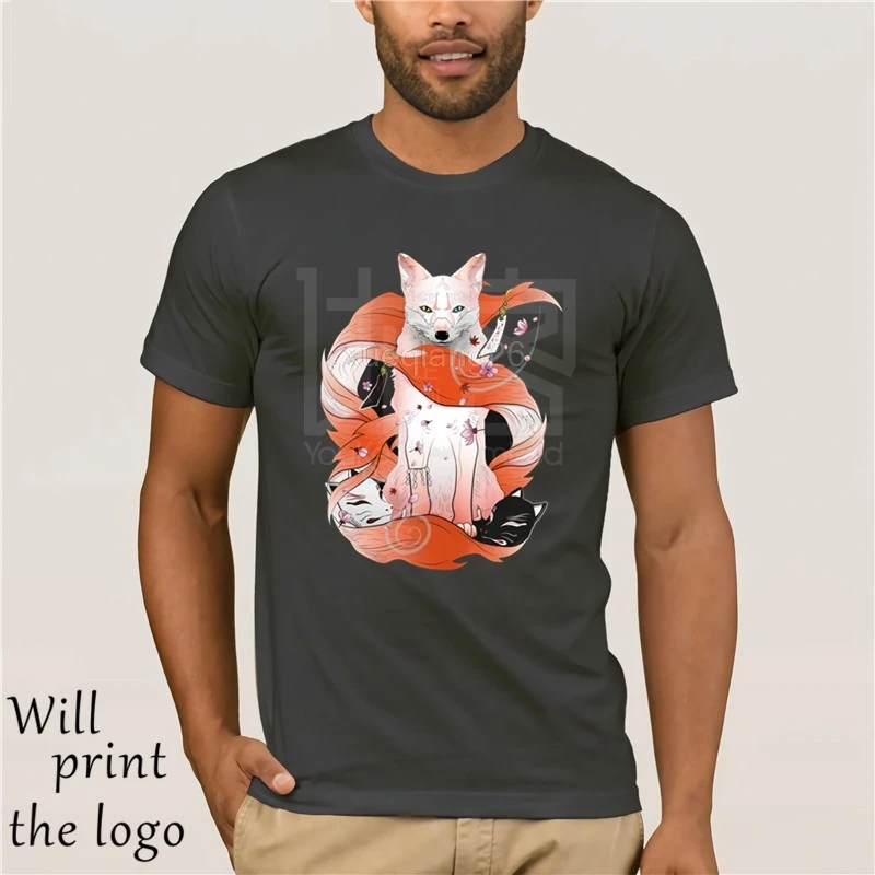 Chic Rosso Kitsune T Camicia Naruto T-Shirt Degli Uomini della Maglietta di Estate Magliette e camicette Del Anime