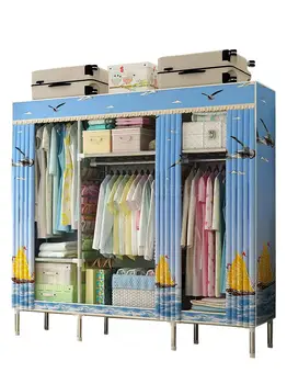 

Simple wardrobe steel pipe thickened steel frame hanging clothes cabinet double wardrobe new cloth wardrobe