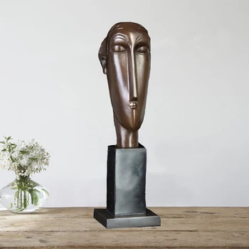 

Home decorative bronze sculpture man and woman bust head art bronze statue sculpture
