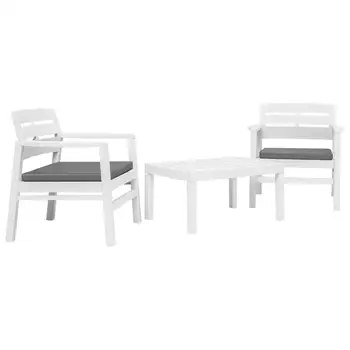 

3pcs Outdoor Garden Furniture Sets Plastic White Balcony Set Dinning Table for Garden Patio Balcony Tables Weather Resistant