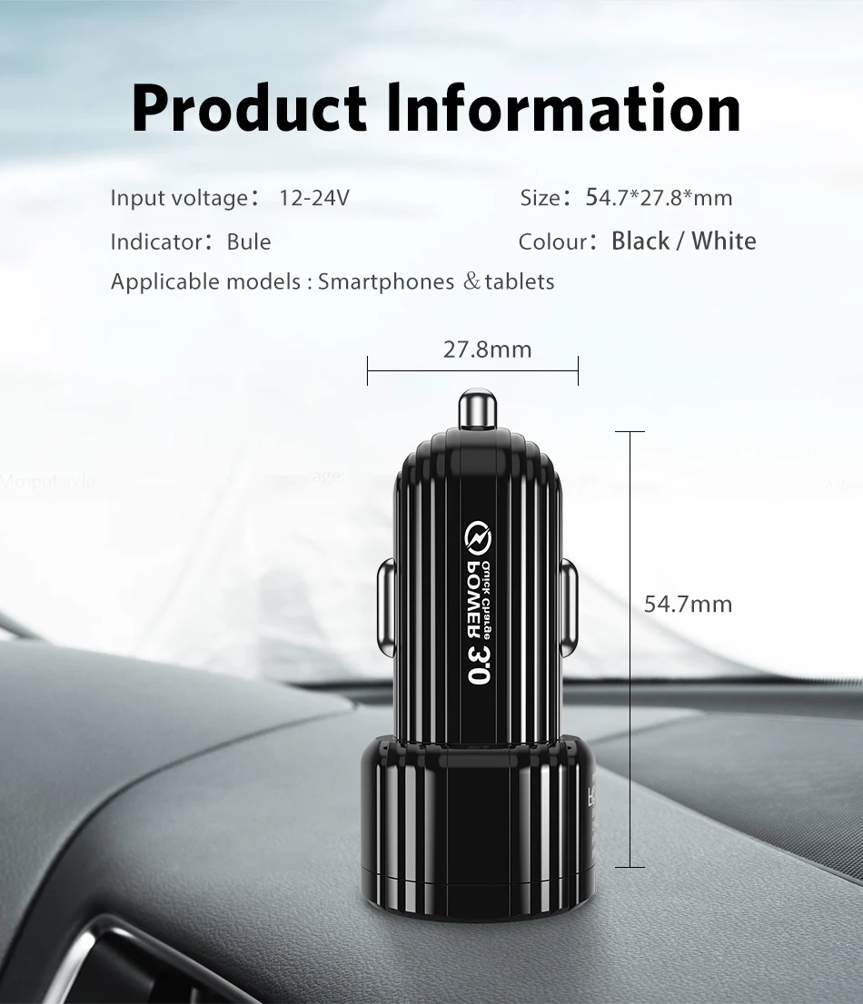 GTWIN USB Автомобильное зарядное устройство адаптер для планшета светодиодный дисплей QC3.0 Быстрая зарядка Универсальный мобильный телефон USB Автомобильное зарядное устройство для iPhone samsung