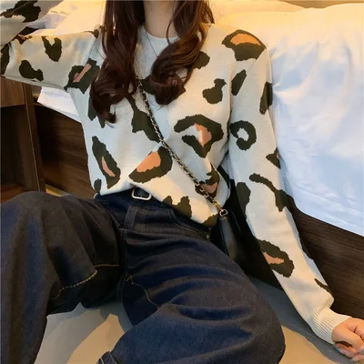 Beige Grey Новинка года. Шикарные пуловеры в Корейском стиле. Зимняя одежда. Модные свитера для женщин. Сезон: Осень-зима. Sueter Mujer с принтом. 13393 - Цвет: Beige Grey