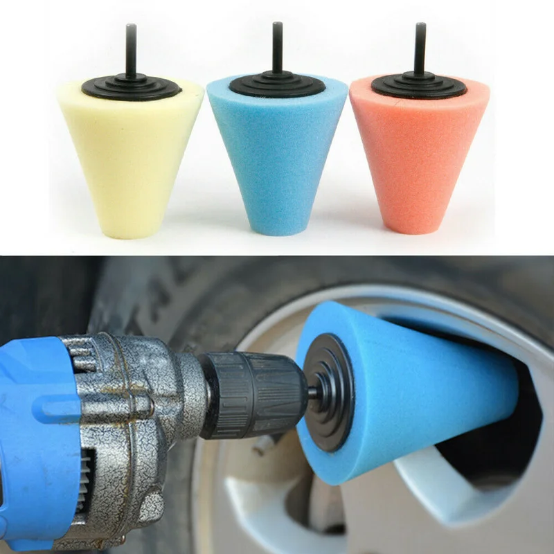 Durable Plastic Sponge Auto Car Wheel Hub Cone Shaped Polishing Sponge Cleaner Tool Universal Creative Washing Accessories
