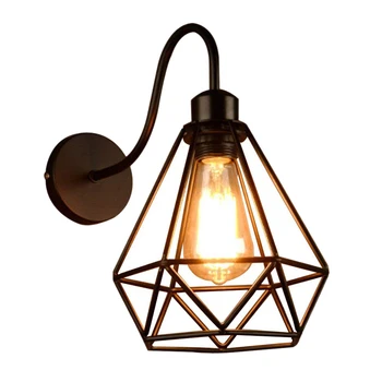 

Wall Lights Vintage Industrial Black Diamond Cage Metal Ceiling Light Fixture Retro Applique Indoor Decorating for Living Room K
