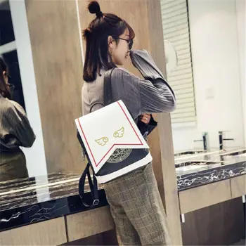 

Japanese New Cute Embroidered Wings Sakura Magic Pu Backpack Cartoon Student Schoolbag Women Lolita Fashion Trend Leisure Casual
