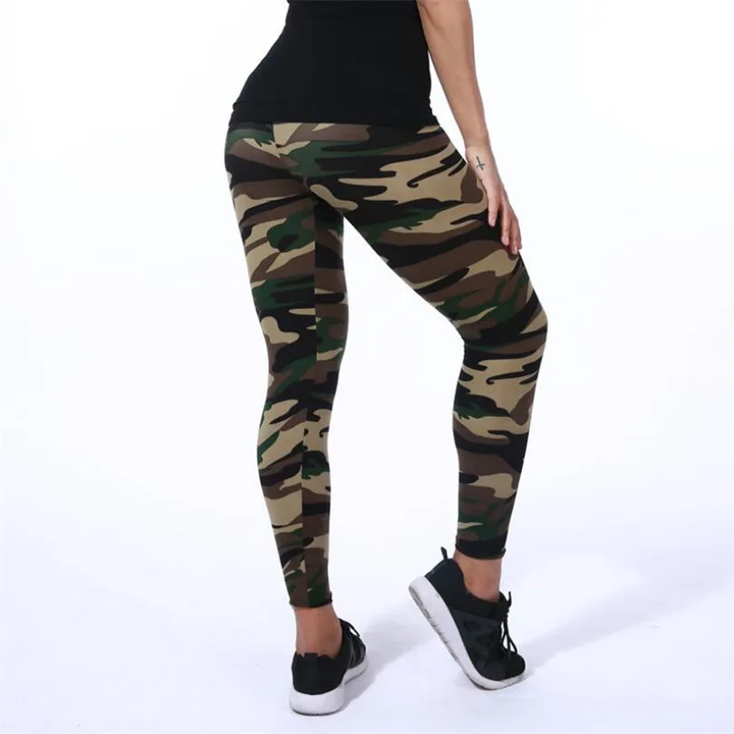 tiktok leggings YRRETY 2022 Camouflage Womens For Leggins Graffiti Style Slim Stretch Trouser Army Green Push Up Leggings Deportes Sport Pants leggings