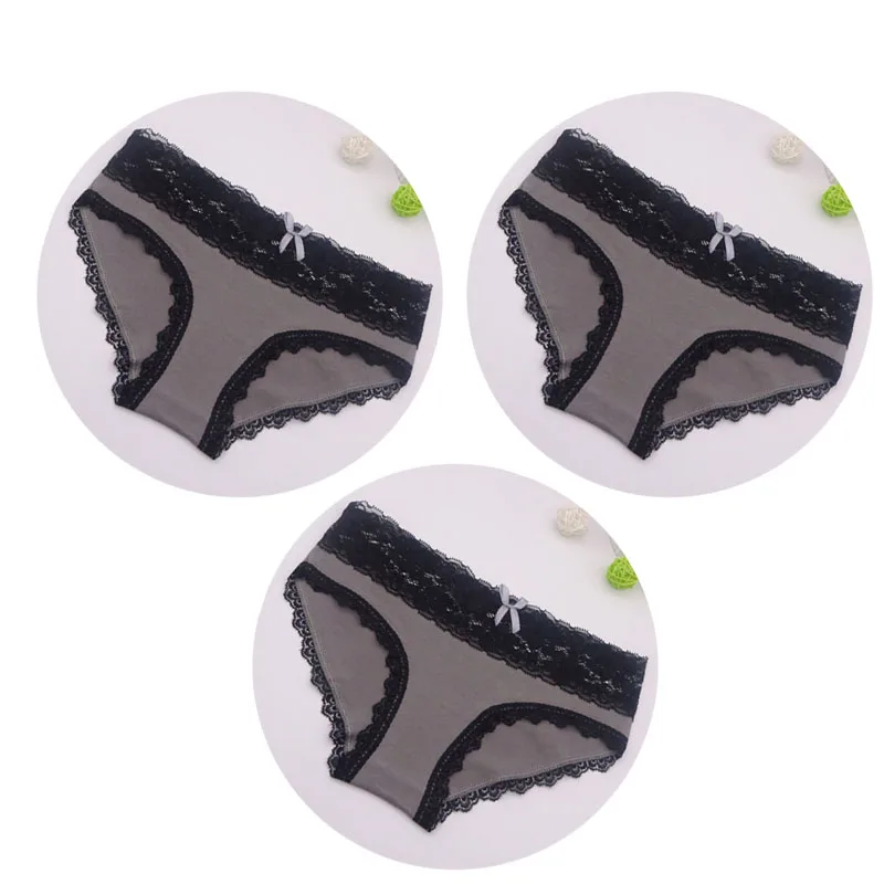 Moonflame 3 pcs/lots New Arrival Sexy Lace Underwear Cotton Women Briefs Panties 89230 - Цвет: Бирюзовый