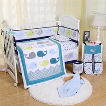 Детский комплект постельного белья с рисунком дельфина, одеяло, Детские простыни, юбка для детской кроватки, детская кроватка, бампер для мальчика, Комплект постельного белья для детей, подводный мир