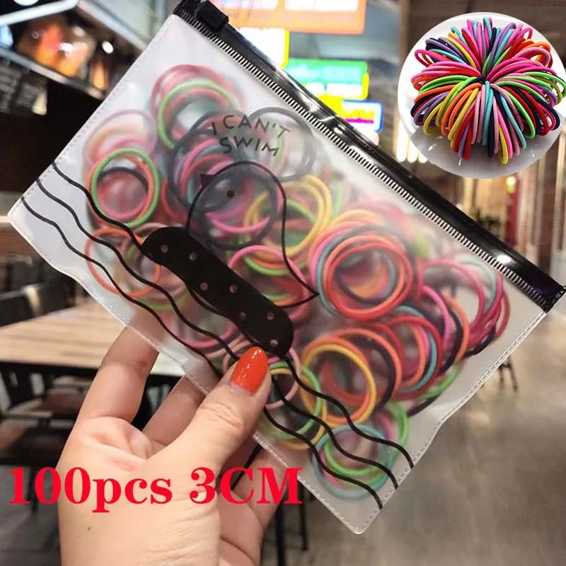 33 50/100 шт./компл. нарисованной длинноволосой девочкой аксессуары цветные маленькие резинки для волос Дети хвост держатель резинки головная повязка для малышей - Цвет: 33