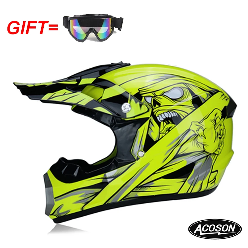 Motorcycle cross helmet for motorcycle helmet down MTB DH off road motorcycle cross racing helmet point with goggles - Цвет: 3