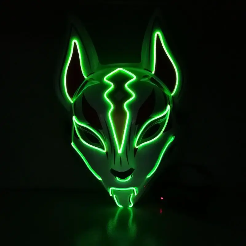 Новая светящаяся маска для Хэллоуина, маска для лица с изображением лисы, вечерние костюмы для танцев, светящаяся маска для ночного света