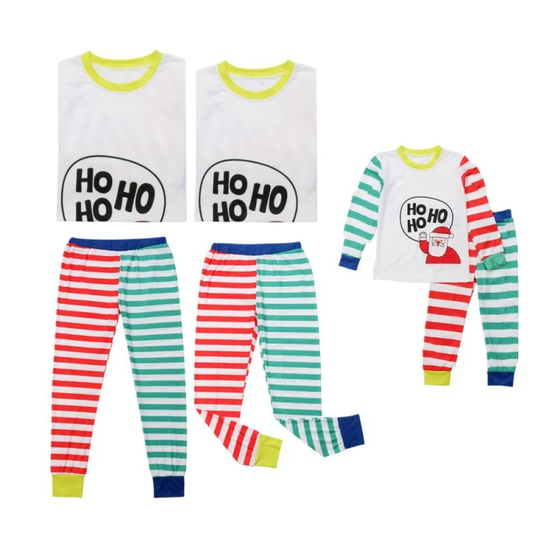 

New Children Clothing Christmas Family Parent-child Hat Suit Printing Home Service Cotton Soft Two-piece Pajamas