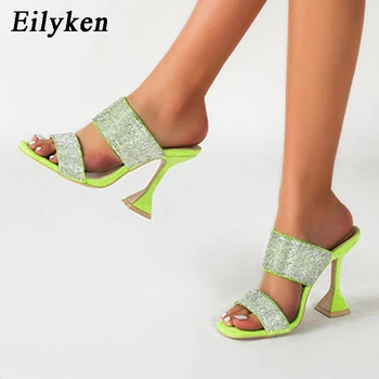 

EilyKen Fashion Crystal Diamond Summer Gladiator Women's Slippers Strange High Heels Open Toe Mules Shoes Plus Big Size 42 43