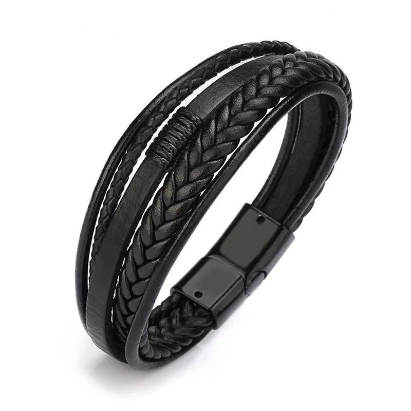 ZG Wholesale Men's Braided Leather Bracelets armband heren in Black and Brown Color with Magnetic Elegent Bracelet for Man - Image 5