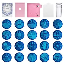 Biutee 20 шт./компл. пластины для стемпинга ногтей пластин для маникюра/педикюра 1 прозрачный штамп Скребок 1 шт. 1 сумка для хранения-1 шт. держатель номерного знака цветок животный принт