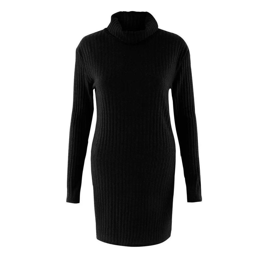 Best selling ladies high collar long-sleeved solid color sweater skirt home casual comfortable bottoming sweater to keep warm