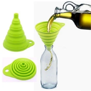 

Folding Telescopic Funnel Colanders Mini Foldable Cute Kitchen Home Food Grade Silicone Strainers