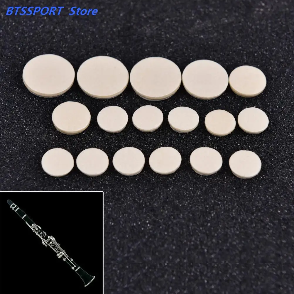 17PCS Clarinet leather pad key Pads White Musical Woodwind Wind Music Instrument Replacement 17.2mm 15.3mm 11.8mm 10mm White