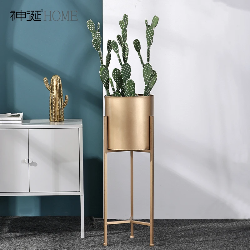 

Scandinavian Golden Flower Stand Arrangement Creative Vase Living Room Flower Arrangement Fake Flower Simulated Plant Decoration
