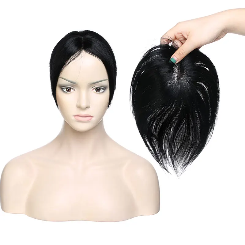 1 # SEGO 7x8cm Straight Mono Base Hair Topper Non-Remy Human Hair Pieces for Women Toupee Hair Clips in Human Hair - Парик Цвет: 1 #