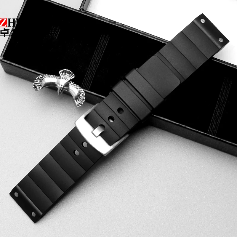 Силиконовый ремешок для часов для Cartier Santos W20121U2 ремешок 23 мм для мужских часов