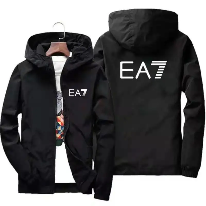 

New spring and summer men's EA7 printed casual jacket zipper hooded Baseball Jacket pilot outdoor mountaineering ski jacket wind