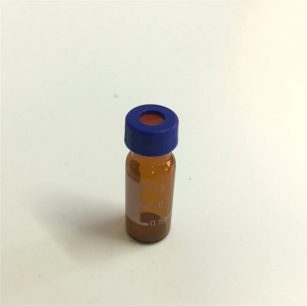 

100 sets/lot 1.5ml/2ml screw neck vial 9-425 thread ,9mm amber glass label and filling lines Chromatography vials with pad cover