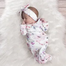 Набор для новорожденных мягкие цветочные одеяла с принтом пеленания спальный комплект для младенца повязка на голову