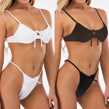 

Swimming Suit for Women Sexy Swimwear Women Bikini 2020 Solid Color Hollow Out High Waist Bikini Set Swimsuit Two Piece Set #7