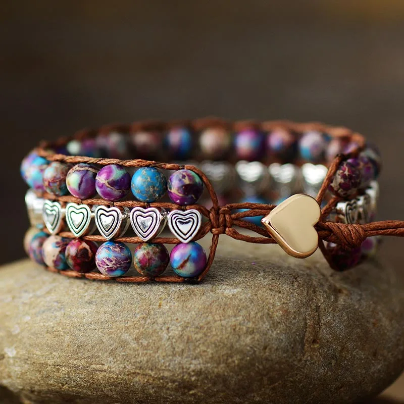 Unique Beaded Wrap Bracelets Natural Stones Heart Beads Cuff Bangle Bracelet Bohemian Vegan Jewelry Dropshipping - Image 3