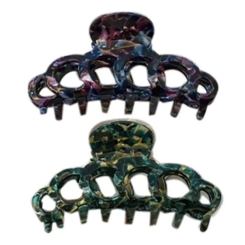 

2Pcs/Set French Style Women Hollow Out Acetate Tortoise Hair Claw Clip with Comb