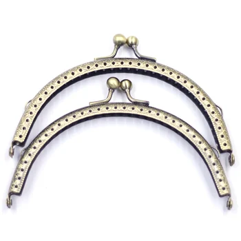 

10Pcs Bronze Tone Flower Carved Arch Metal Frame Kiss Clasp Lock For Purse Bag Handbag Handle 12.5x7.7cm