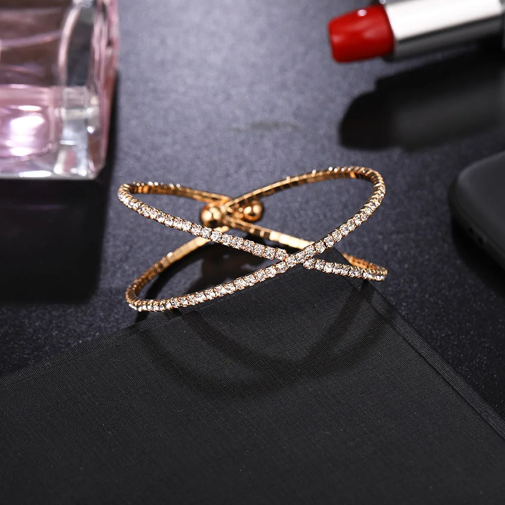 Высококачественный X образный крест заполненный цирконием браслет для женщин новейший дизайн с фианитами в микро-паве Браслеты Ювелирные изделия Подарки