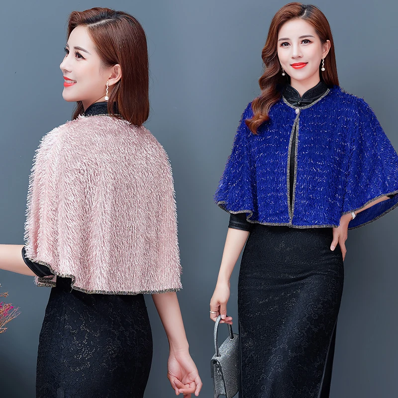 New Women Fleece Jacket Coat Elegant Women Cloak Shawl Jacket Plus Size Female Autumn Spring Outwear Party OL Lady Windbreaker