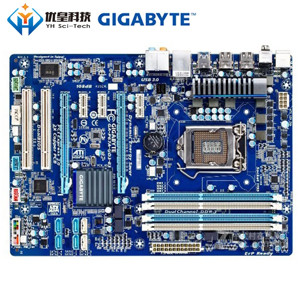 Оригинальная б/у настольная Материнская плата Gigabyte GA-P67A-UD3-B3 P67 LGA 1155 Core i7/Core i5/Core i3/Pentium/Celeron 32G DDR3 ATX