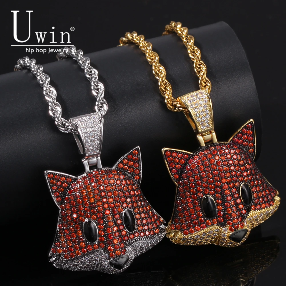 UWIN лиса Полный CZ кулон милый Bling медный материал ожерелье цепь Модные ювелирные