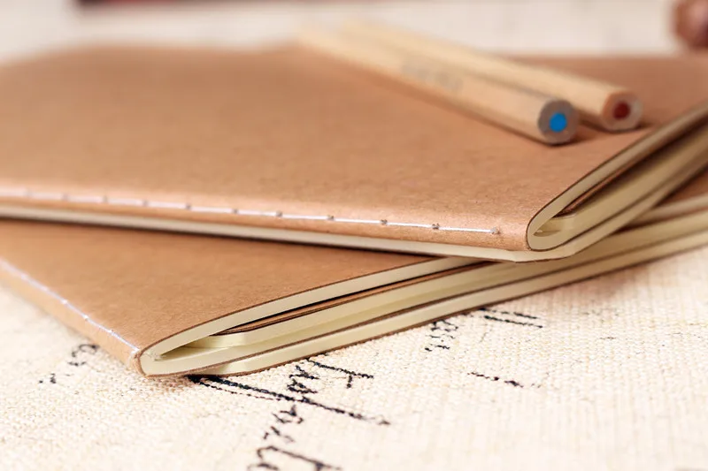 

A5 / B5 Pure Color Retro Kraft Paper Cover Line Loading Line Notebook Stationery Student Work Primary Color Notepad Students