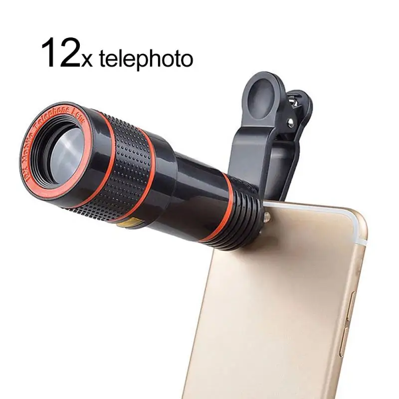 Mobile Phone Camera Lens 12X 8X Universal Clip-on Smartphone Focus Len  Telescope Camera Lens For Cell Phone IPhone Lens phone camera zoom lens