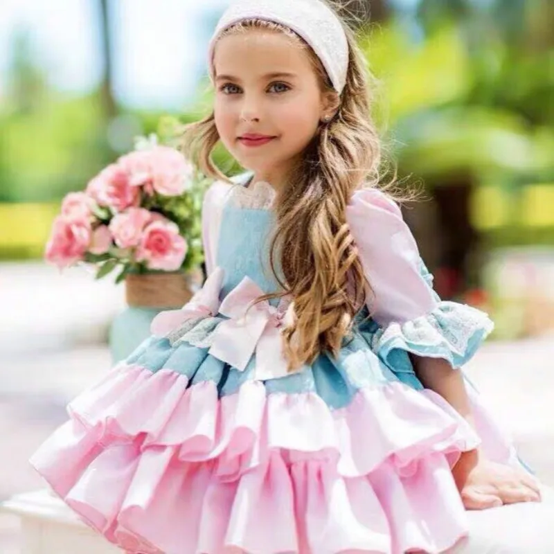 Осень, испанское детское свадебное хлопковое качественное милое платье на заказ, Детские платья для девочек, праздничное платье для девочек