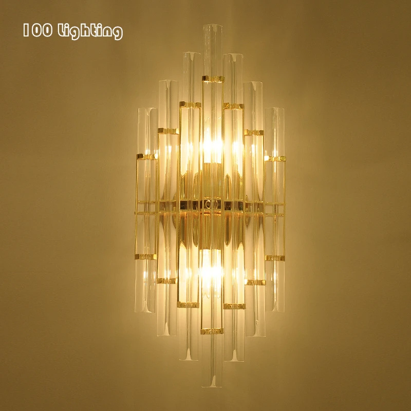 

Moden Transparent Glass LED Wall lamp Living room Hotel Hall Wall Sconce Surface Mount Hoem Loft Aisle light Goden E14 90-260V