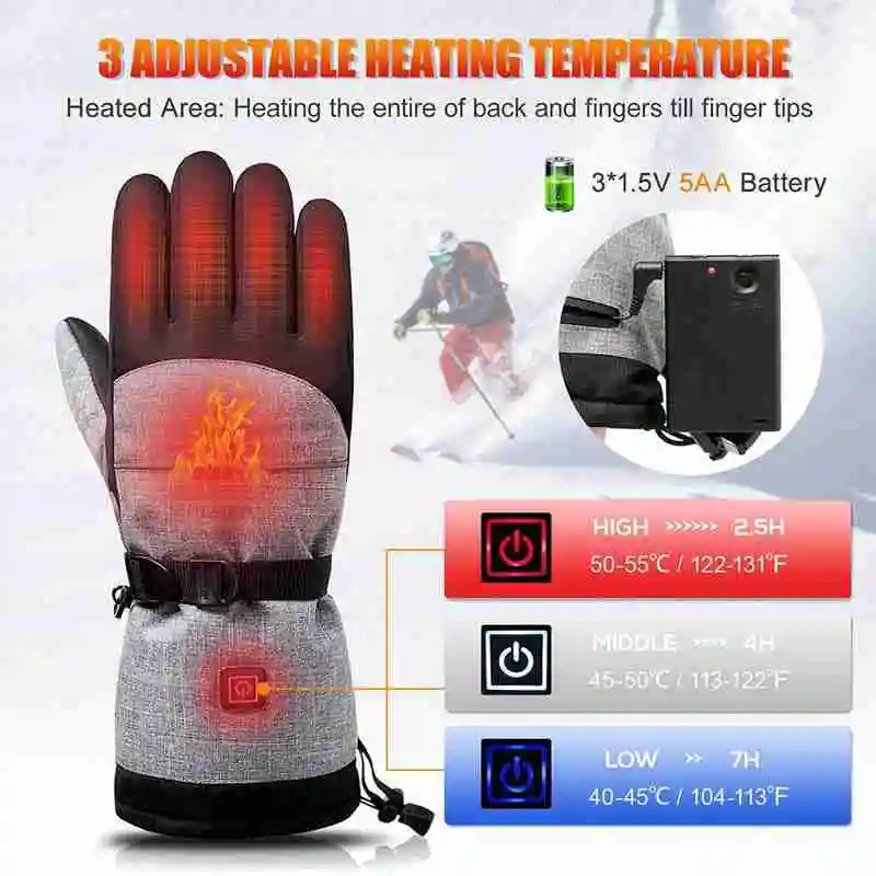 

2020 New Electric Heating Snowmobile Snowboard Ski Gloves Mittens Windproof Waterproof Men Women Snowboarding Skiing Gloves