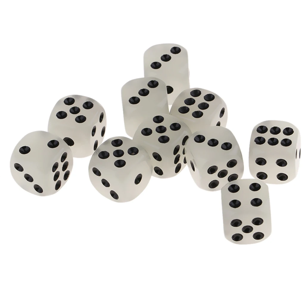10pcs Night Luminous Dot Dices 6-Die for Dungeons and Dragons Game Accessory