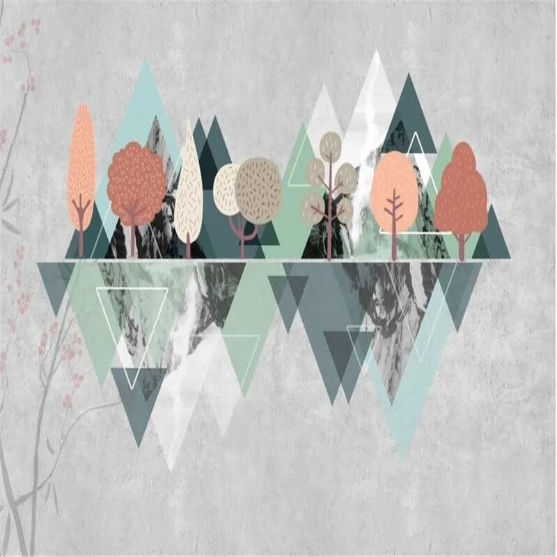 Large 3D wallpaper mural custom Nordic modern personality geometric mountain background wallpaper mural