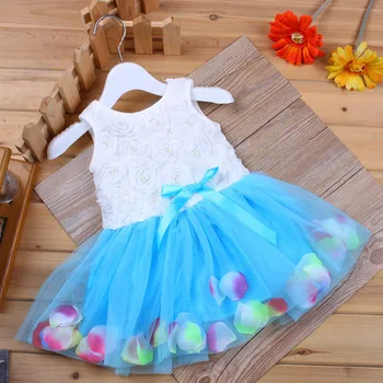

Baby Dress For Girls Child Toddler Infant Bowknot Dresses Tutu Petals Tulle Dresses Baby Girls Flower Gown Outfits Clothes