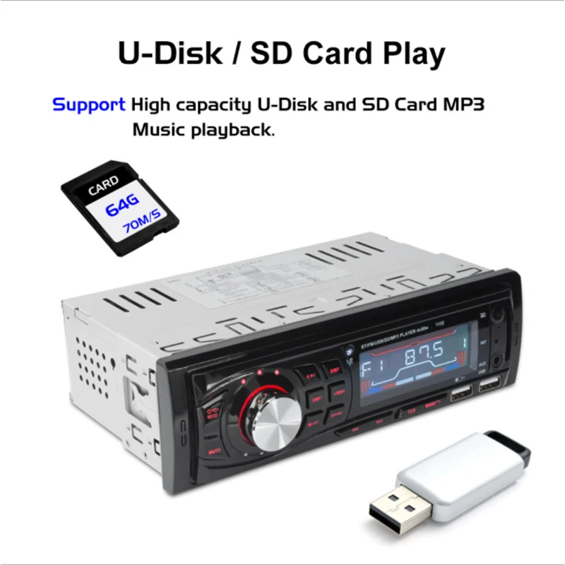 Авто Аудио Автомобильный MP3-плеер умный автомобиль mp3 Bluetooth музыка 1132 DC 12-30V Премиум