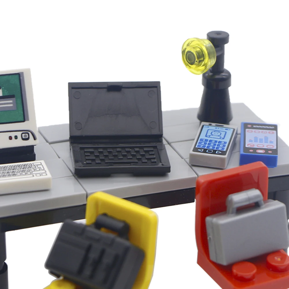 City Accessories Building Blocks Laptop Office House Computer Suitcase MOC Brick Toys For Children Compatible LegoINGlys Friends 6