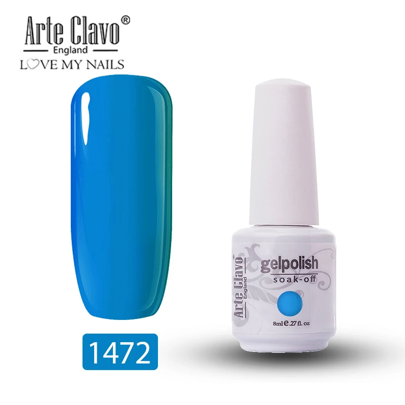Arte Clavo 8 мл Гель-лак для ногтей набор маникюрный лак Топ Светодиодный УФ-гель лак удаляющийся замачиванием блеск для ногтей гель для украшения лака - Цвет: 1472